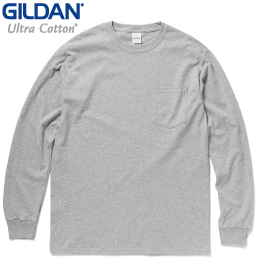 GIDLAN GL2410 6.0oz ウルトラコットンロングスリーブポケットTシャツ