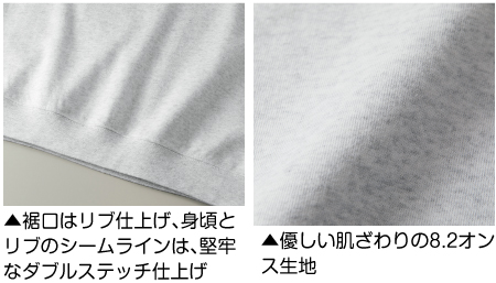 優しい肌ざわりの8.2オンス生地
