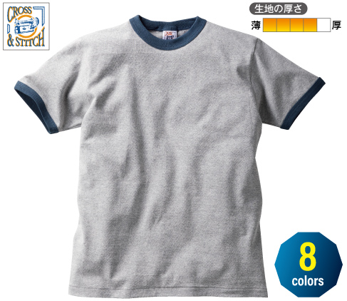 CROSS&STITCH CROSS&STITCH OE1121 オープンエンド マックスウェイト リンガーTシャツ