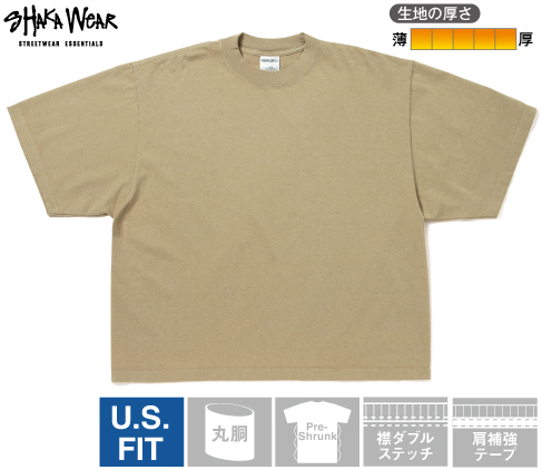 SHAKA WEAR 7.5oz ガーメントダイ ドロップショルダーTシャツ